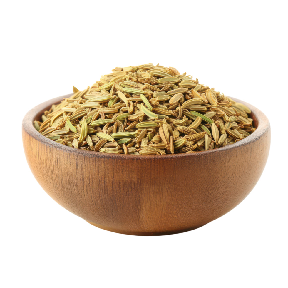 fennel seeds in a wooden bowl free png
